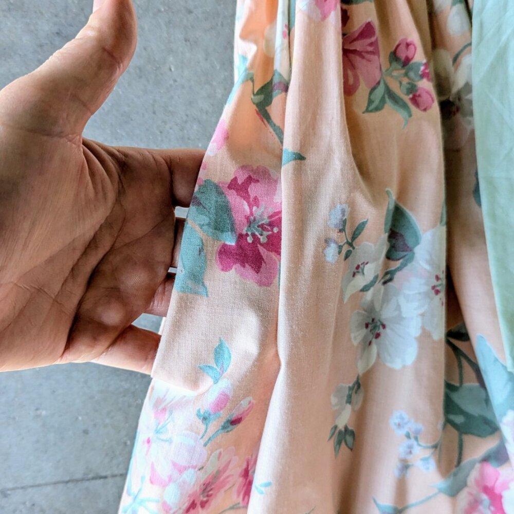 Vintage Clues Collections Pastel Orange Floral Puff Sleeve Midi Dress size 8 - Picture 8 of 13